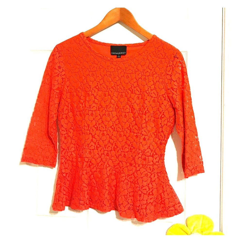 Cynthia Rowley Lace Peplum Top